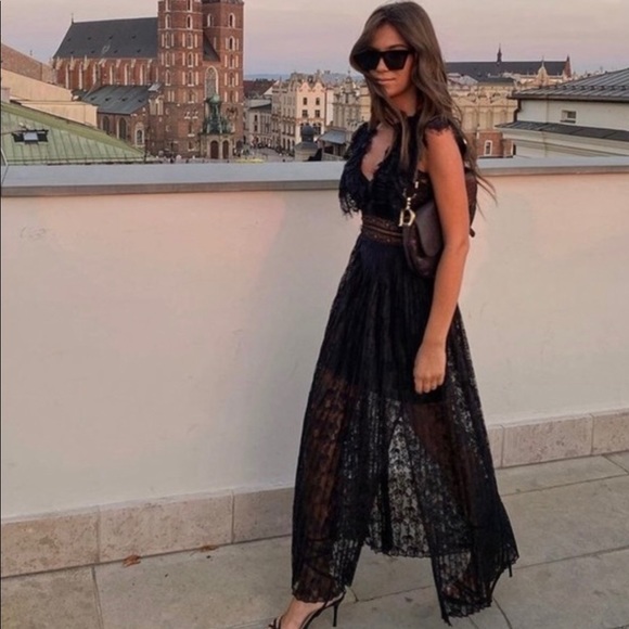 Zara | Dresses | Zara Long Lace Dress Black | Poshmark